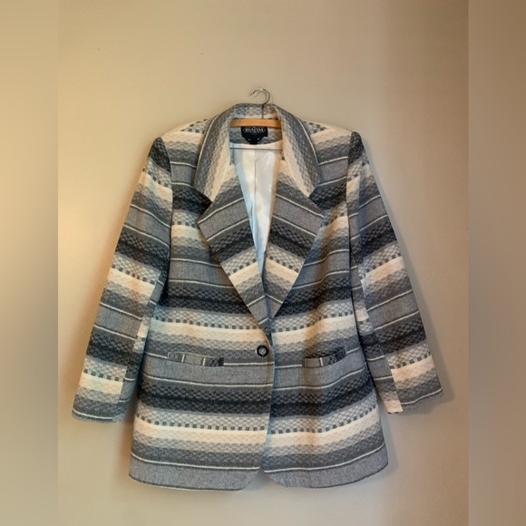 Vintage BRAETAN Wool Blend Aztec Tribal Blazer Jacket Size Large made in ukraine - Picture 1 of 7